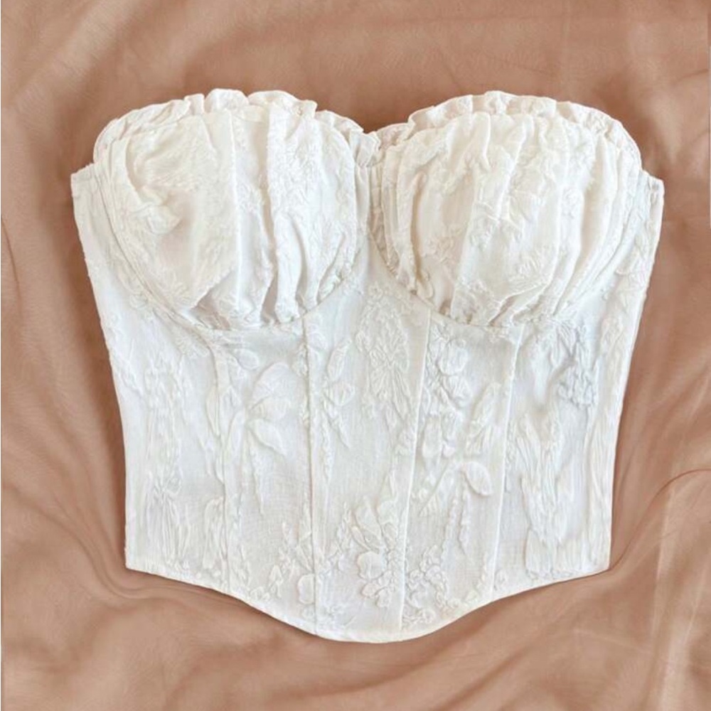 Elegant White Floral Crop Top